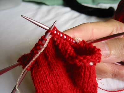 starting to knit up back of hand stitches