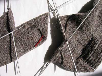 Socks showing instep gussets